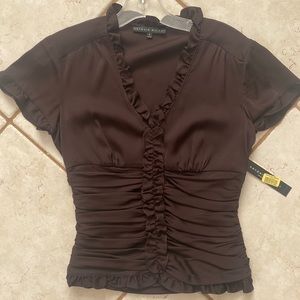 Antonio Melani silk spandex small blouse Brown 2 New